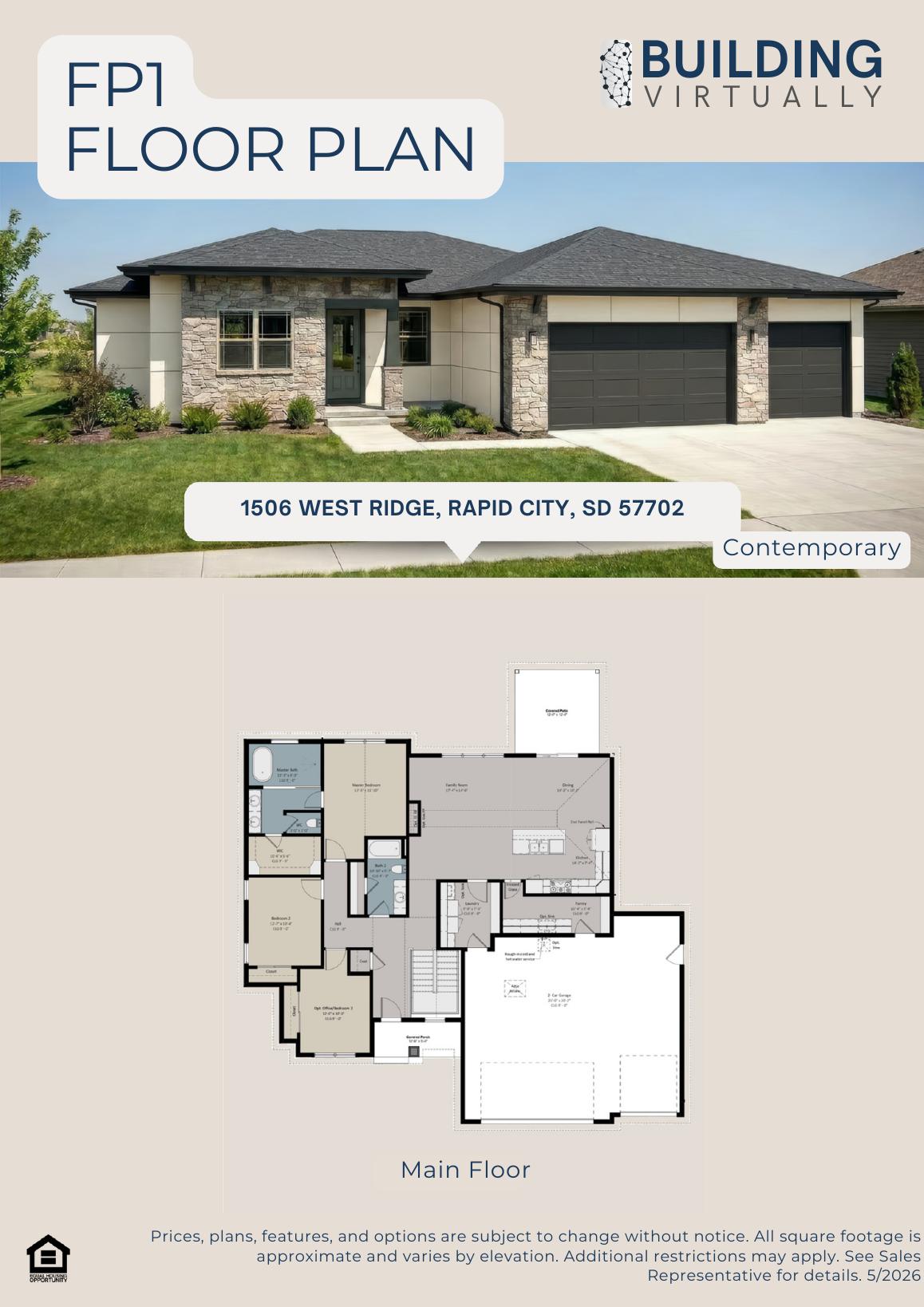 Brochure — Contemporary elevation with main floor plan