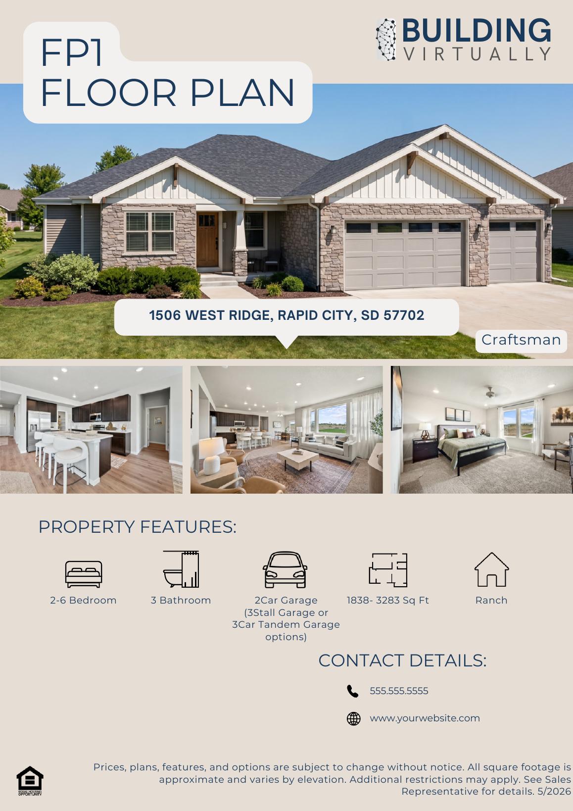 Brochure cover — Craftsman elevation with property features