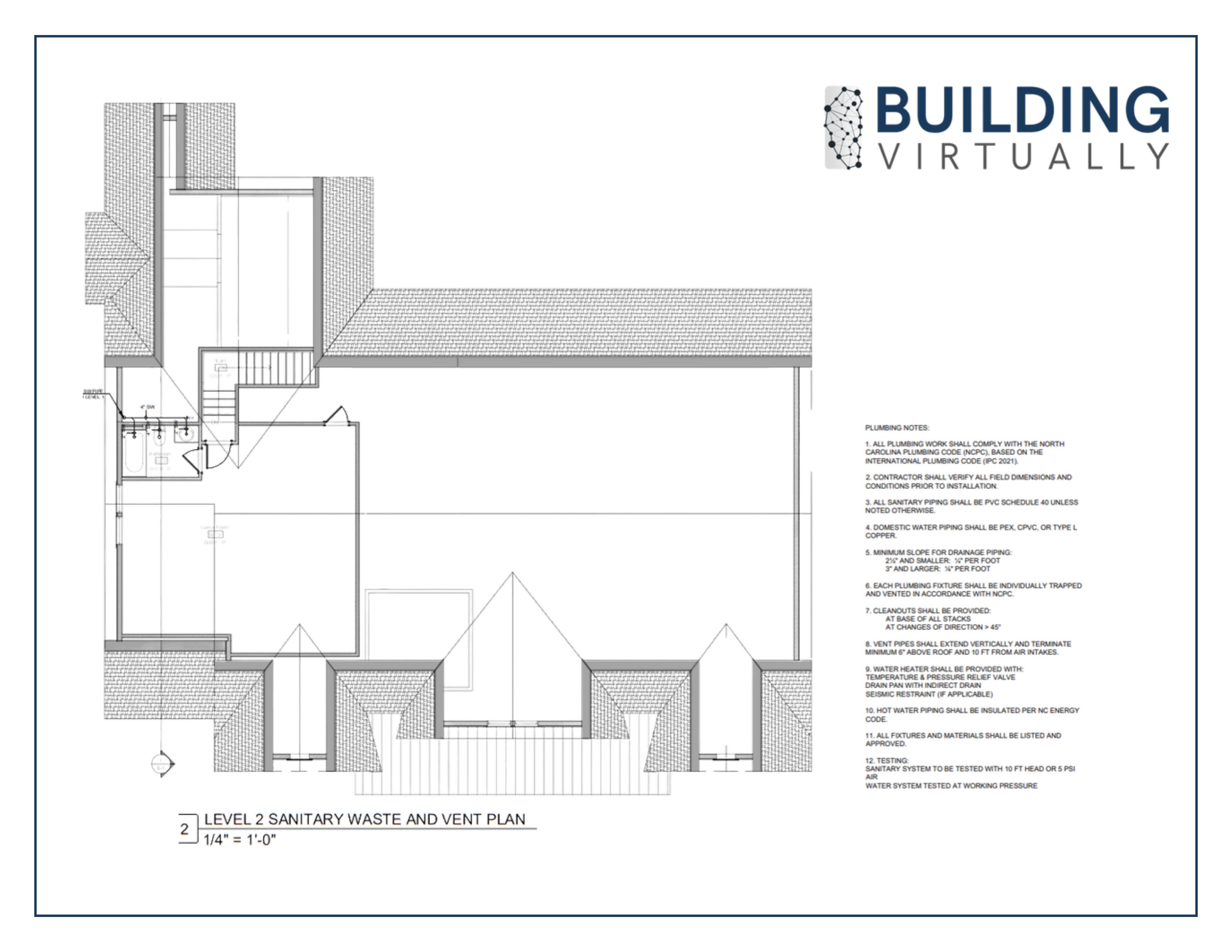 Level 2 sanitary waste and vent plan